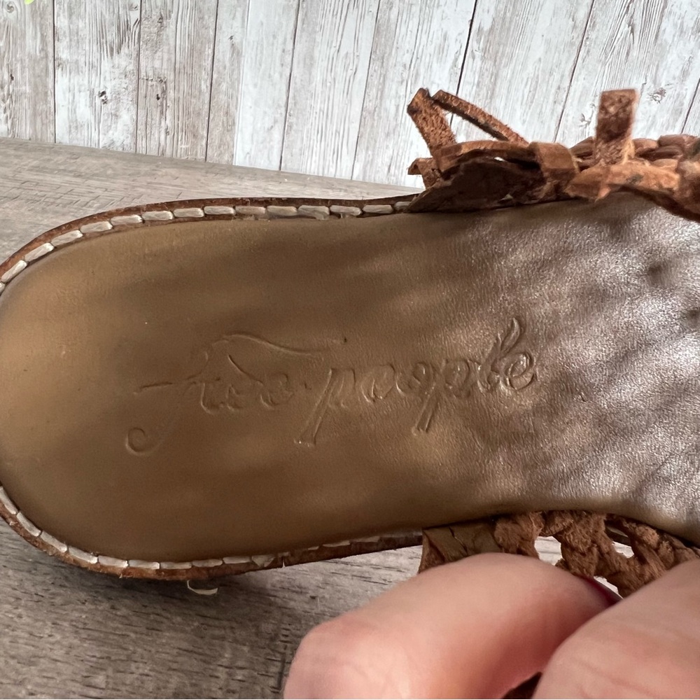 Free People Brown Leather Braided Woven Mules 7 - Picture 5 of 6